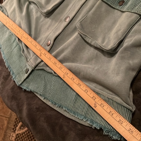 NWOT - POL Mineral Wash French Terry Jacket in Dusty Teal. - Picture 7 of 9